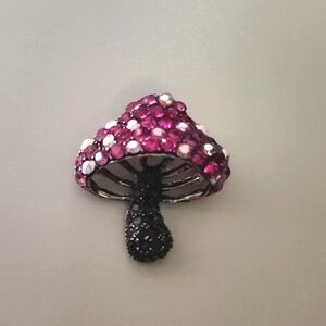 Mushroom Brooch Fairy  Garden Whimsy Loaded with Gemstones